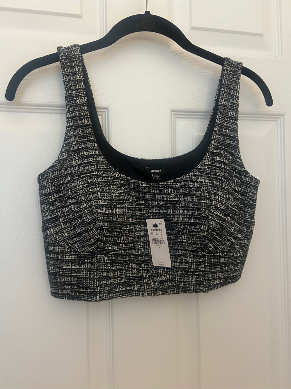 Express Black & White Tweed Crop Top
